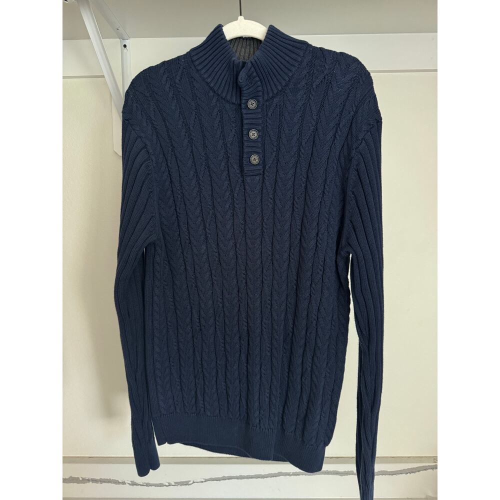 Jos A. Bank‎ Men's 100% Cotton Heavy Knit Quarter Button Sweater Size Large